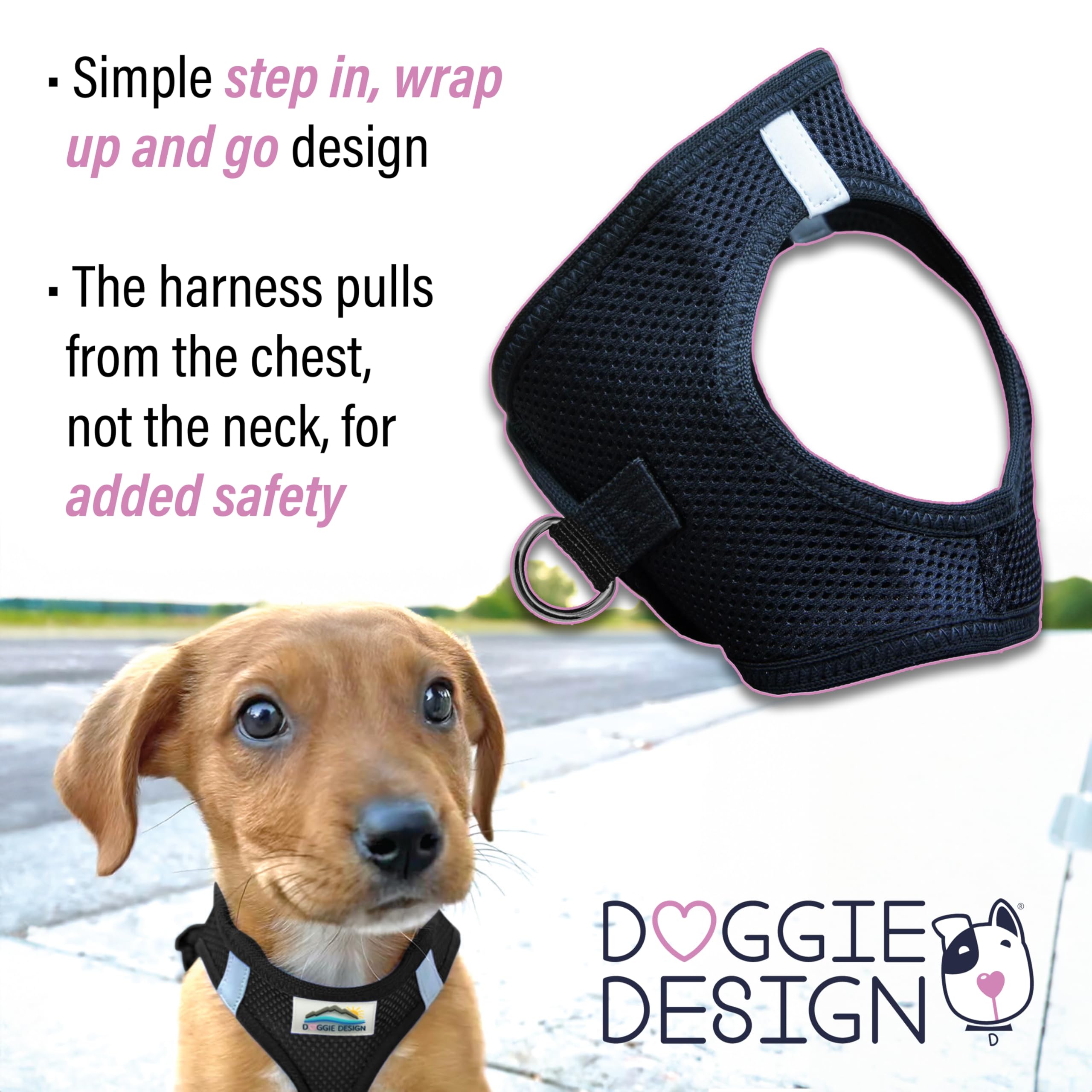 Choke Free Reflective Step In Ultra Harness - Black - American River (Xxs) By Doggie Design